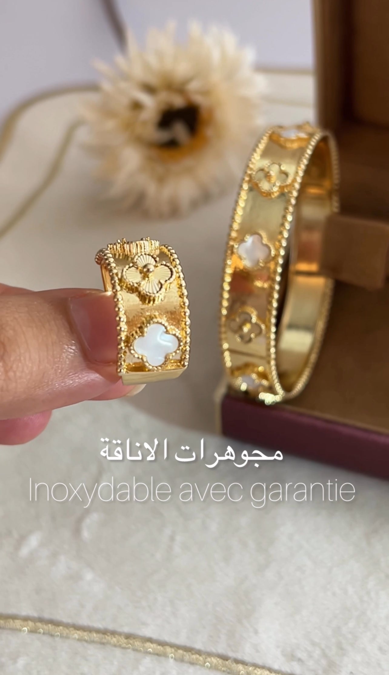 Braclet et bague trefle