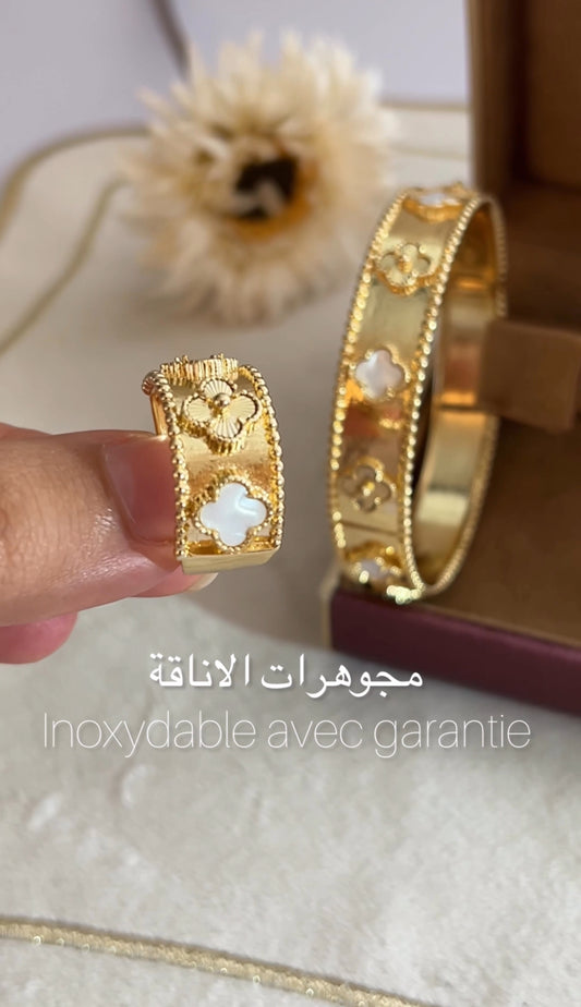 Braclet et bague trefle